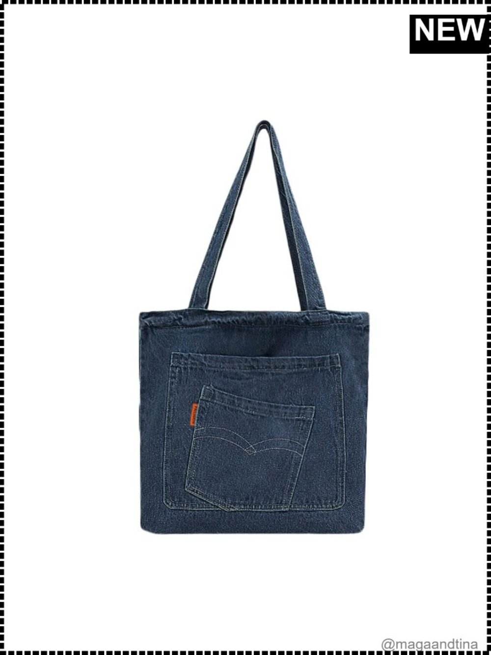 Denim Tote Bag Large Retro Travel Work Shoulder Handbag